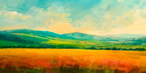 Obraz premium Easter Monday backgrounds featuring rolling hills and colorful meadows.