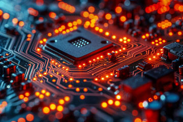 Microchip on a microcircuit. Background image - 782008343