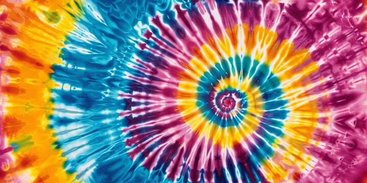 90s-inspired tie-dye pattern featuring swirling rainbow colors AI Image