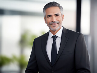 Fototapeta premium Middle aged business man ceo executive in a suit, Generative ai