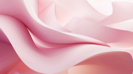 Abstract 3D background with soft geometric shapes in light pastel pink color digital minimalism. Generative AI