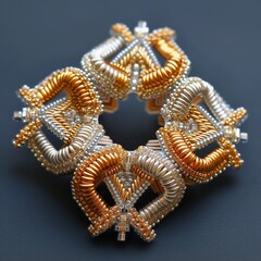 Handmade beaded square brooch