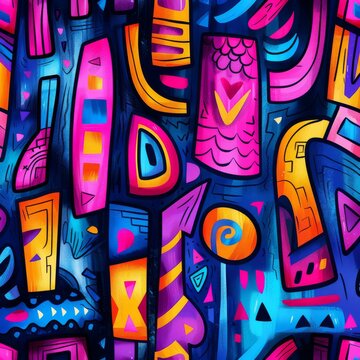 Vibrant geomatic graffiti colorful background