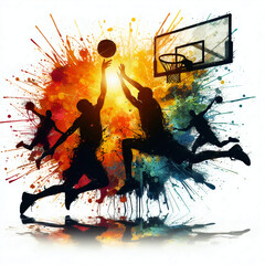 Basketball sport action splash color paint