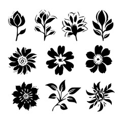 flower, floral, pattern, vector, set, nature, flowers, design, illustration, art, seamless, spring, summer, decoration, plant, ornament, collection, pink, icon, blossom, leaf, color, daisy, element, s