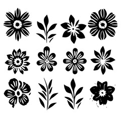 flower, floral, pattern, vector, set, nature, flowers, design, illustration, art, seamless, spring, summer, decoration, plant, ornament, collection, pink, icon, blossom, leaf, color, daisy, element, s