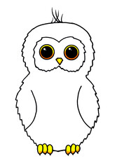 cute owl with big eyes. Children's drawing