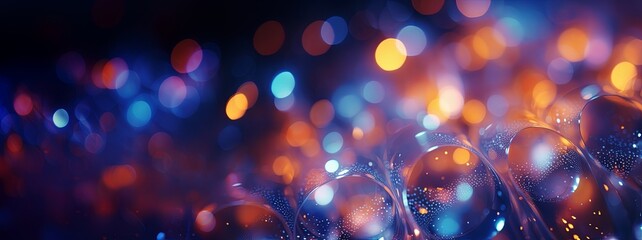 Beautiful bokeh composition of neon lights on a dark background