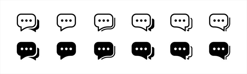 Text Message icon set in line style. Chat message symbol, Chat speech bubble, Social media message sign. Vector illustration