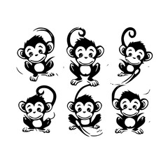 Monkey SVG, Monkey Cricut, Gorilla Svg, Monkey Clip Art, Monkey Png, Monkey Clipart, Gorilla Svg Bundle, Monkey Cut File, Monkey Silhouette, Safari Animals, Woodland Silhouette, African Animals, Line 