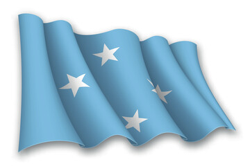 Realistic waving flag of Micronesia