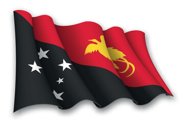Realistic waving flag of Papua New Guinea
