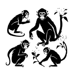 Monkey SVG, Monkey Cricut, Gorilla Svg, Monkey Clip Art, Monkey Png, Monkey Clipart, Gorilla Svg Bundle, Monkey Cut File, Monkey Silhouette, Safari Animals, Woodland Silhouette, African Animals, Line 