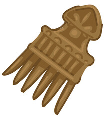 Ancient wooden comb with ornaments and decoration