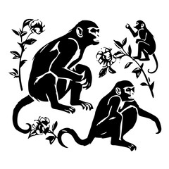 Monkey SVG, Monkey Cricut, Gorilla Svg, Monkey Clip Art, Monkey Png, Monkey Clipart, Gorilla Svg Bundle, Monkey Cut File, Monkey Silhouette, Safari Animals, Woodland Silhouette, African Animals, Line 