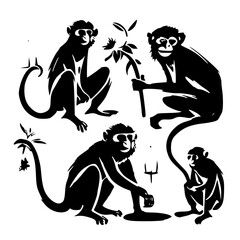 Monkey SVG, Monkey Cricut, Gorilla Svg, Monkey Clip Art, Monkey Png, Monkey Clipart, Gorilla Svg Bundle, Monkey Cut File, Monkey Silhouette, Safari Animals, Woodland Silhouette, African Animals, Line 