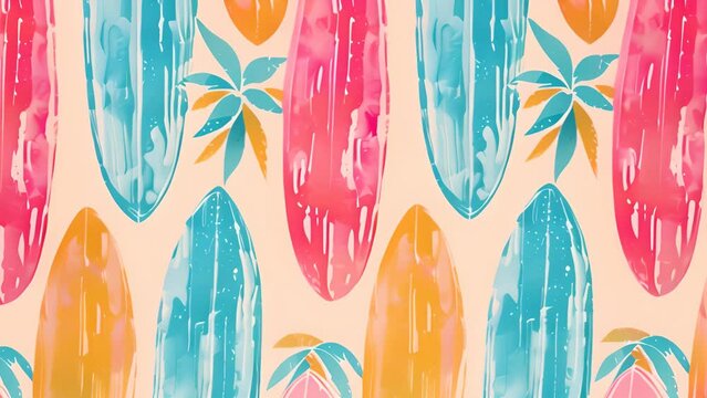 Pastel Surfboards Summer Surfing Pattern