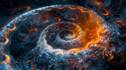 Abstract Fractal: A 3D vector illustration of a fractal spiral galaxy