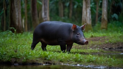 Fototapeta premium Also known as the pink river dolphin, this unique species is found in the freshwater rivers of the Amazon Basin. It's known for its distinctive pink coloration and long, slender snout, adapted for nav