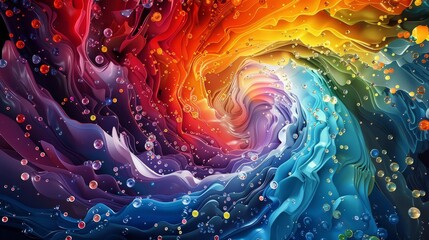 Colorful Abstract Shapes: A 3D vector illustration of a vibrant, swirling vortex of colors
