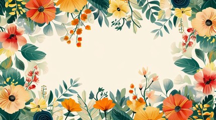 Obraz premium Floral Borders: A vector illustration of a decorative border made of colorful flowers and foliage