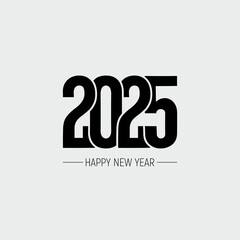 Happy New Year 2025 text design. Cover of business diary for 2025 with wishes. Brochure design template, card, banner. Vector illustration. Isolated on white background.
