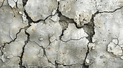 Obraz premium Grunge Patterns: A vector illustration of a cracked concrete wall, showcasing a gritty and urban texture