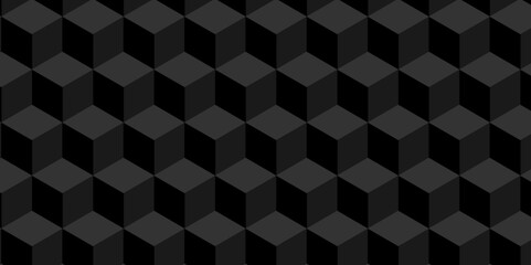 Vector minimal Black cube geometric seamless background. Seamless blockchain technology pattern. Vector illustration pattern with blocks. Abstract geometric design print of cubes pattern.