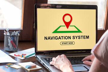 Navigation system concept on a laptop screen