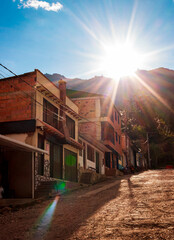 Beautiful sunset over a street in Choachí – Cundinamarca - Colombia