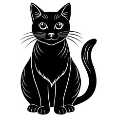 black and white cat vector illustration