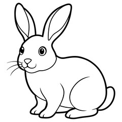 rabbit colouring page white background -Vector illustration