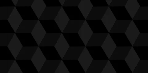 Fotobehang Vector minimal Black cube geometric seamless background. Seamless blockchain technology pattern. Vector illustration pattern with blocks. Abstract geometric design print of cubes pattern. © MdLothfor