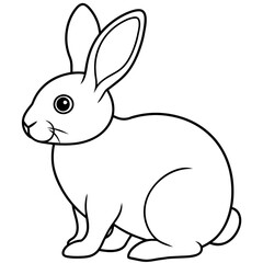 rabbit colouring page white background -Vector illustration