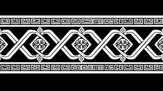 Patterned Borders: A vector illustration of a border with a repeating pattern of interlocking squares