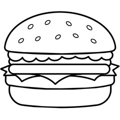 burger colouring page white background -Vector illustration 
