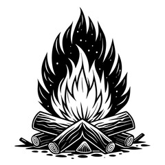 camp fire on white background -Vector illustration