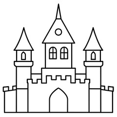 fairy tale castle colouring book white background -Vector illustration