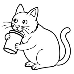 cat colouring page white background -Vector illustration