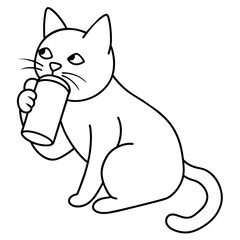 cat colouring page white background -Vector illustration
