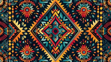 Textile Patterns: A vector illustration of a tribal-inspired pattern on textile