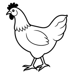 rooster and hen colouring page white background -Vector illustration