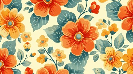 Vintage Patterns: A vector illustration of a retro floral pattern - obrazy, fototapety, plakaty