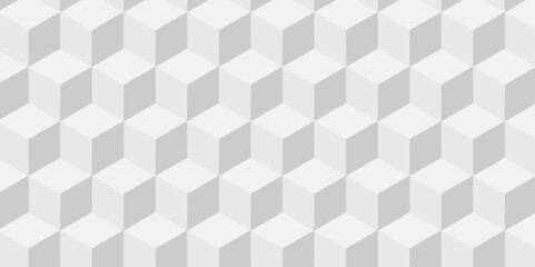 Vector minimal white cube geometric seamless background. Seamless blockchain technology pattern. Vector illustration pattern with blocks. Abstract geometric design print of cubes pattern.