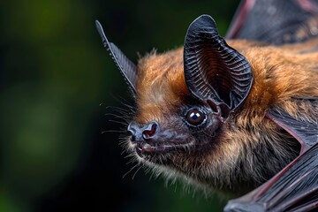 Obraz premium Close up of a Vital Yet Overlooked Bat Swooping Down at Twilight in the Mysterious Forest Habitat
