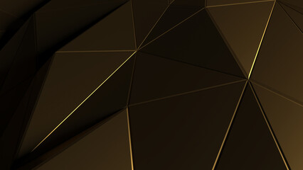 Abstract golden facets. Abstract golden facets highlighted by light on black background. Abstract overlay background. 