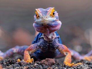 Vibrant Breeding Colors of an Agama Lizard Highlighting Sexual Selection in Reptilian Species - obrazy, fototapety, plakaty