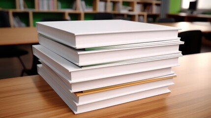 Fototapeta premium Crisp blank textbooks, primed for learning