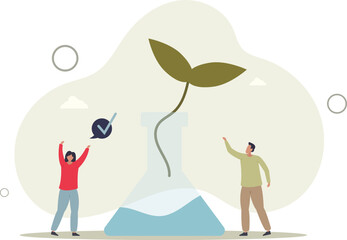 Biotech science as biological technology research work.Laboratory research.flat vector illustration.