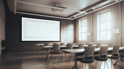 Spacious conference room with a prominent projector